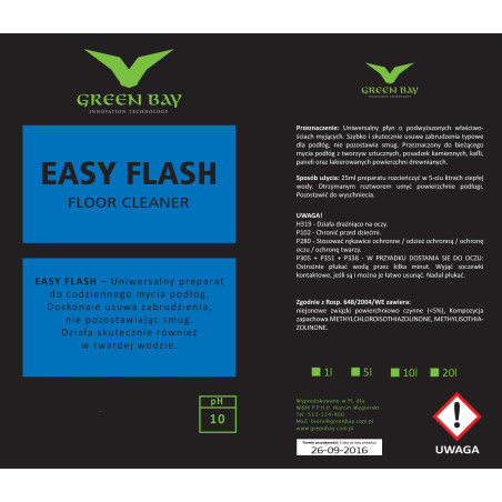 GREEN BAY - EASY FLASH - UNIWERSALNY PŁYN DO CODZIENNEGO MYCIA PODŁÓG 1L - 5 L