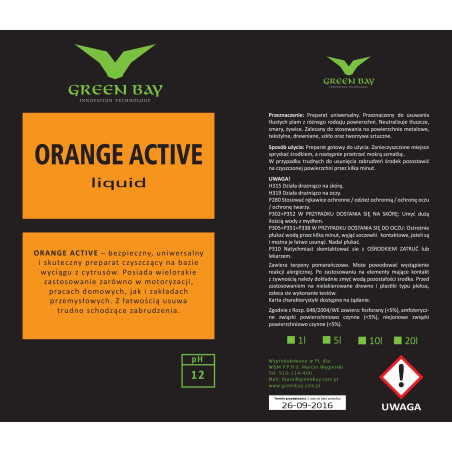 GREEN BAY ORANGE ACTIVE - ODTŁUSZCZACZ UNIWERSALNY 1L - 20L