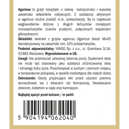 Agaricus - ekstrakt 40% polisacharydów - 50 g