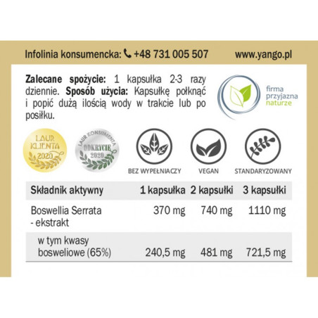 Boswellia 65™ - 5% gratis - 60-90 kapsułek Yango