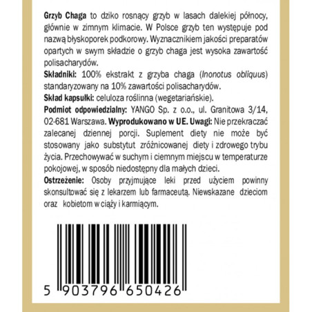 Chaga - ekstrakt 10% polisacharydów - 90 kapsułek