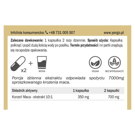 Korzeń Maca - ekstrakt 10:1 - 100 kapsułek