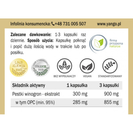 OPC 95% ekstrakt z pestek winogron - 90 kapsułek