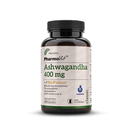 Ashwagandha 400 mg + BioPerine® 120 kaps Hparmovit