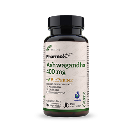 Ashwagandha 400 mg + BioPerine®  60 kaps Pharmovit