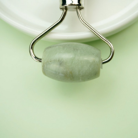 Wałek jadeitowy do masażu - dwustronny - srebrny