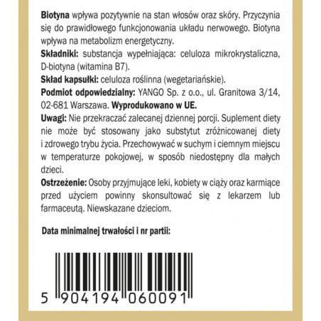 Biotyna - 2500 ug - 90 kapsułek Yango