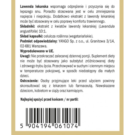 Lawenda lekarska - 90 kaps  Yango