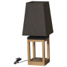 Lampa stołowa 35x35x89H cm. drewno i tkanina