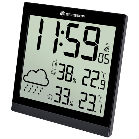 Stacja meteorologiczna Bresser TemeoTrend JC LCD RC (zegar ścienny), czarna