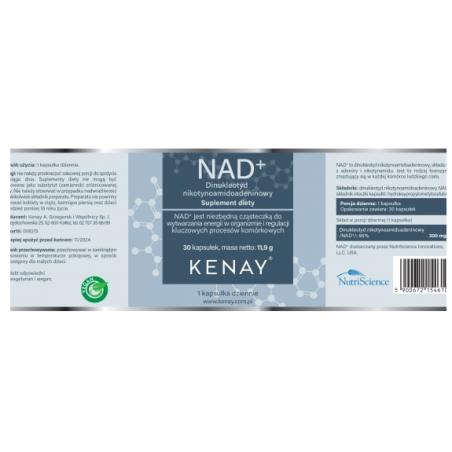 NAD+ dinukleotyd nikotynoamidoadeninowy (30 kapsułek vege) kenay premium