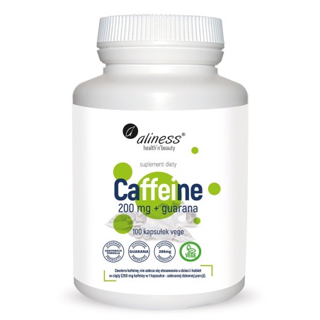 Caffeine 200 mg + guarana x 100 kapsułek vege   -  Aliness