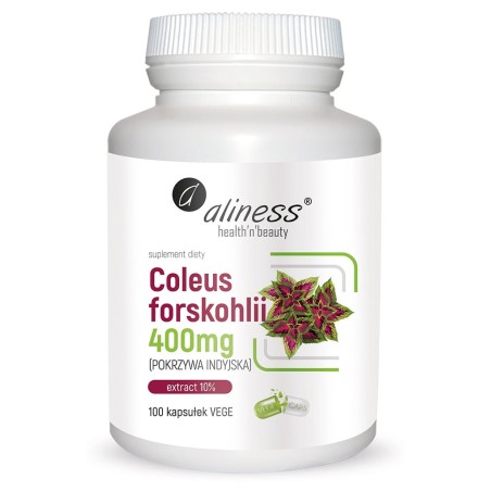 Coleus forskohlii 10% 400mg (pokrzywa indyjska) x 100 Vege caps -  Aliness