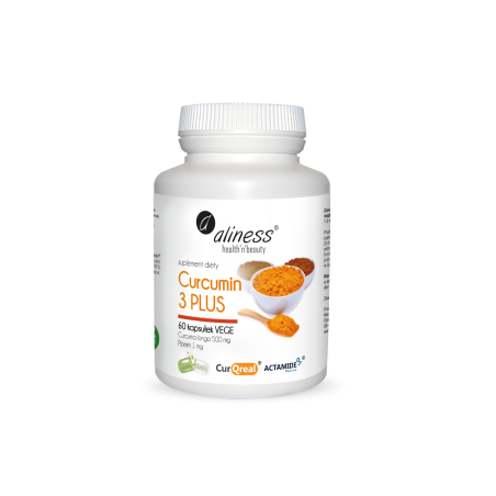 Curcumin 3 PLUS Curcuma longa 500 mg Piperin 1 mg 60 kapsułek -  Aliness