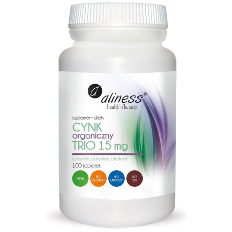 Cynk Organiczny Trio 15 mg x 100 tabletek  -  Aliness