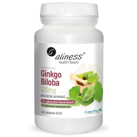 Ginkgo Biloba (miłorząb japoński) 120 mg x 60 Vege tab    -  Aliness