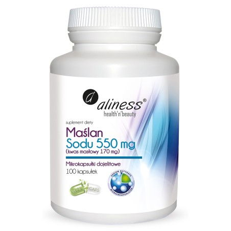 Maślan Sodu 550 mg (Kwas masłowy 170 mg) x 100 VEGE kaps.  -  Aliness