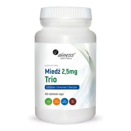 Miedź trio 2,5 mg x 100 vege tab.  -  Aliness