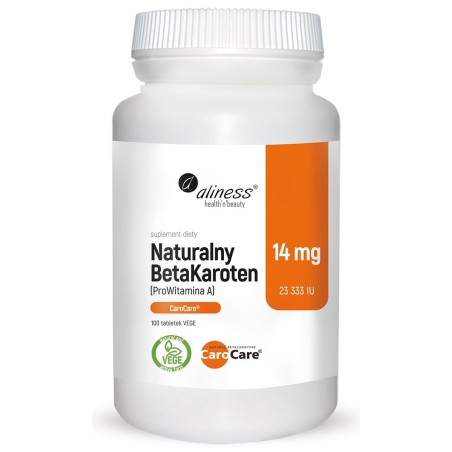 Naturalny BetaKaroten 14 mg (ProWitamina A) x 100 tab. vege -  Aliness