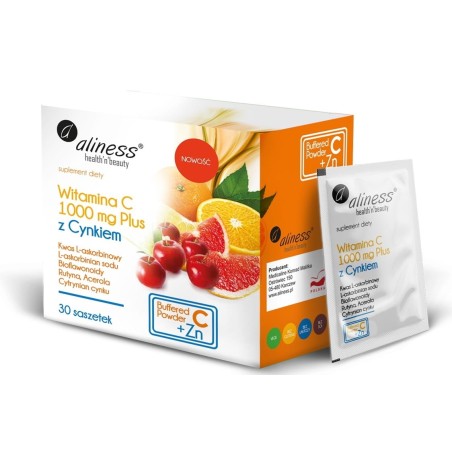 Witamina C 1000 mg z CYNKIEM PLUS bioflaw, rutyna, acer. x 30 saszetek - Aliness