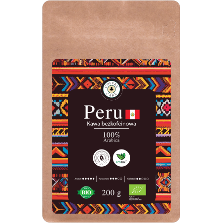 Kawa Arabica Peru BEZKOFEINOWA 200g EKO