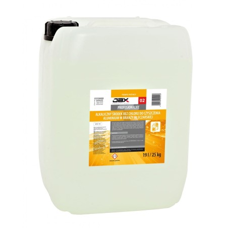 JAX PROFESSIONAL 02 5Ldo 19 L - ALKALICZNY ŚRODEK BEZ CHLORU DO CZYSZCZENIA ALUMINIUM W BRANŻY MLECZARSKIEJ