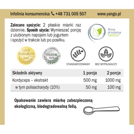 Kordyceps - ekstrakt 10% polisacharydów - 50g Yango