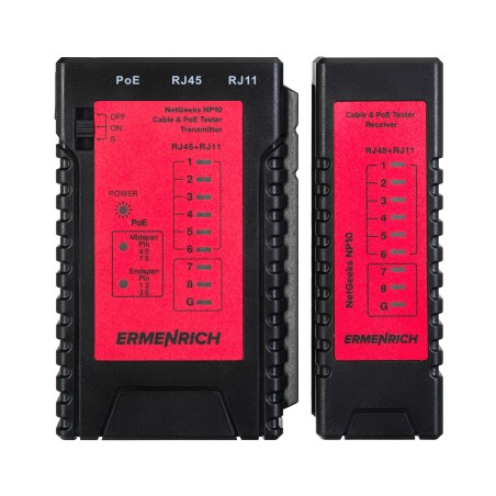 Tester przewodów i PoE Ermenrich NetGeeks NP10
