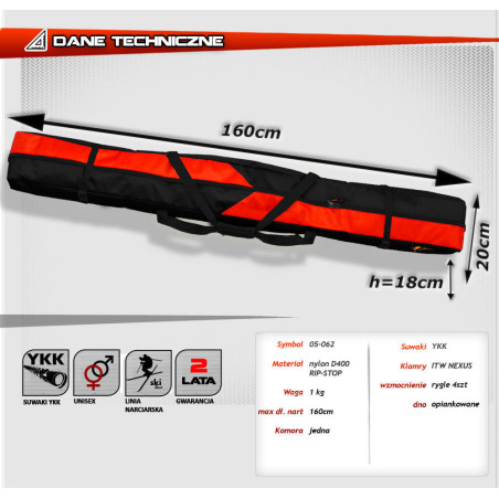 Pokrowiec na narty max.160cm Ski - 3kolory