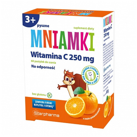 Mniamki Witamina C 250 mg na odporność 60 pastylek - bez cukru - bez glutenu